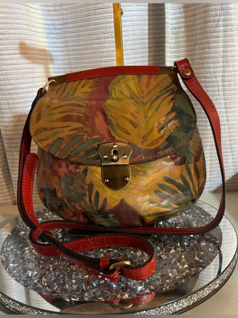 ✨ Patricia Nash Leather Crossbody Floral Leaf Print / Boho Luxe✨ - Picture 14 of 16